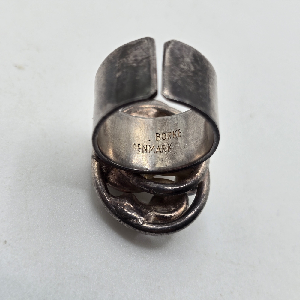 Anette Borke Denmark Silver Pewter Cluster Ring - Picture 2 of 5